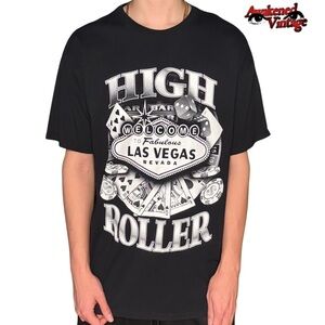 Vtg Y2K Las Vegas High Roller T-Shirt black tee size XL